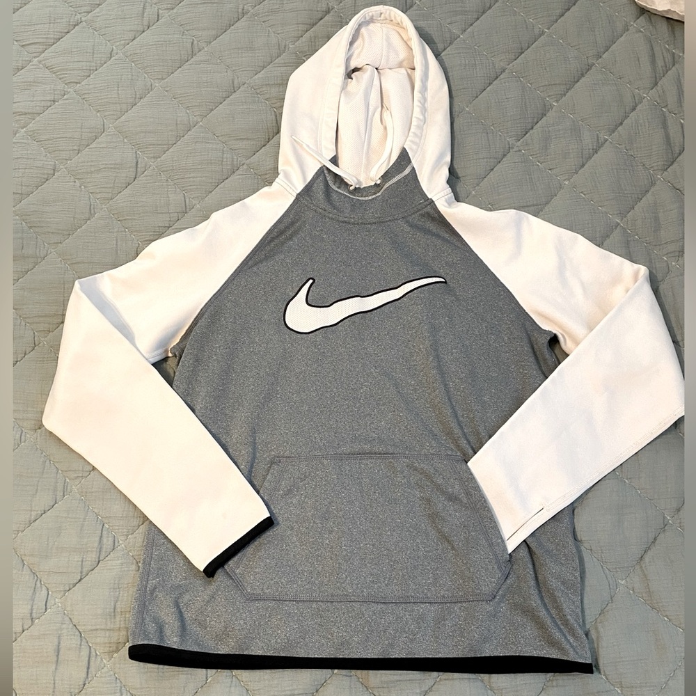 Nike Gray and White Hoodie